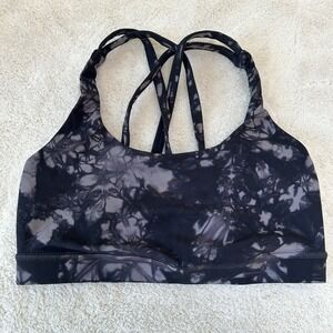 Lululemon Energy Bra Shibori Size 6 In Color: Magnum Black Sports Bra EUC